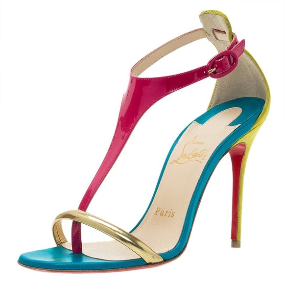 Christian Louboutin / tricolor Athena Alta 100 Heels 38.5 - Picture 2 of 11